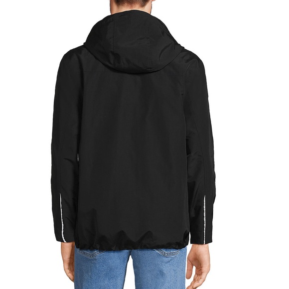 NWT 🧥 LANDS END ALL SEASON BLACK WATERPROOF WINDPROOF LINED HOODED COAT Men’s L - Picture 4 of 7